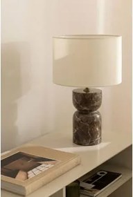 Lampa Stołowa Z Naturalnego Kamienia Diniz Brązowy Marmur Emperador & Arlina Biała Ø30 Cm - ↑20 Cm - Sklum