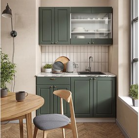 Pojedyncza kuchnia zielono-złoty dom wiejski/biały 140x60x81.6 fame-line