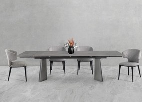 Nowoczesny stół rozkładany Nexus  200(280)×90 cm zachwyca eleganckim białym blatem z masy ceramicznej i solidną podstawą ze stali szczotkowanej. Styl, trwałość i funkcjonalność w jednym – idealny do jadalni i salonu.