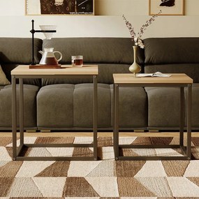 Stolik kawowy ława stół zestaw stolików 2w1 loft industrialny jasny brąz