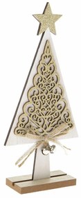 Drewniana choinka Ornamente biała, 11 x 23 x 4 cm