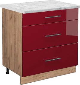 Szafka dolna do kuchni bordowa czerwień wysoki połysk 80x60x82 fame-line