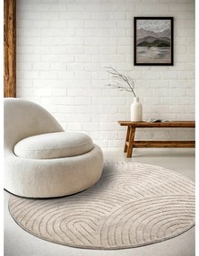 Beżowy okrągły dywan ø 200 cm Panglao New York Taupe – Elle Decoration