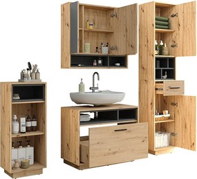 Zestaw mebli łazienkowych artisan dąb/antracyt 80x35x64 beatrice