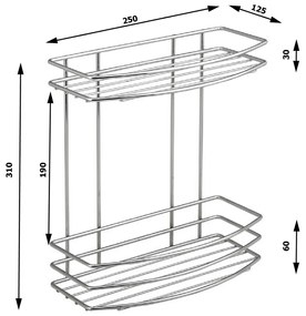 AQUALINE 37014 Chrom line półka druciana podwójna, srebrny