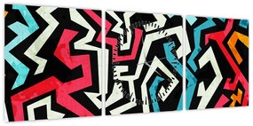 Obraz abstrakcji graficznej (z zegarem) (90x30 cm)