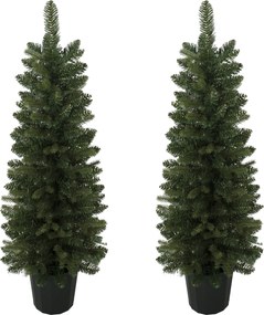 HOMCOM Zestaw 2 szt. sztucznych choinek, 120 cm, choinka do przedpokoju z 170 końcówkami gałązek, podstawa donicy, zielony | Aosom PL