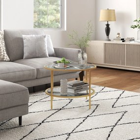 HOMCOM Stolik pomocniczy, nowoczesne wzornictwo, 2 poziomy, Ø60x43H cm, odcień złota