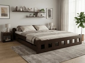 Łóżko Naomi podwyższone 160 x 200 cm, orzech Stelaż: Ze stelażem listwowym rolowanym, Materac: Materac Deluxe 10 cm