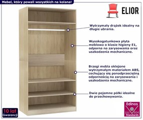 Szafa do garderoby bez drzwiczek z drążkiem dąb sonoma Cersal 29X