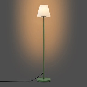 Zewnętrzna lampa podłogowa zielona z białym kloszem IP65 - Virginia