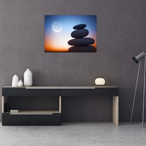 Obraz na szkle - ułożone kamienie jeden na drugim (70x50 cm)