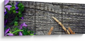 Obraz - kwiaty polne (z zegarem) (90x30 cm)