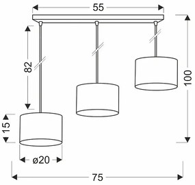 Nowoczesna potrójna czarna lampa wisząca - D255 Celis