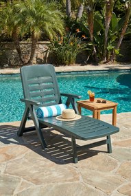 Zielony regulowany leżak ogrodowy z podłokietnikami Z2-B36