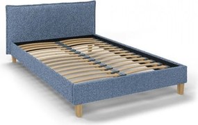 Niebieskie tapicerowane łóżko dwuosobowe ze stelażem 140x200 cm Tina – Ropez