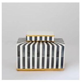 Wazon ceramiczny 20,5x16x9 cm niebieski/biały/czarny