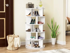 Obrotowa szafka na buty - 5 poziomów - Biała