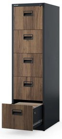 Metalowa szafa kartotekowa SARA V5, 460 x 1630 x 620 mm, Eco Design: antracytowa/ orzech