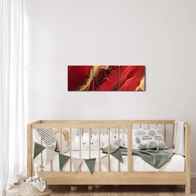 Obraz - Czerwono-złoty marmur (z zegarem) (90x30 cm)