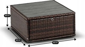 Zestaw Mebli Ogrodowych CALIENTE Modułowy Sofa 2x Fotel Stolik Tarasowy Brązowy/Beżowy Technorattan Nowoczesny