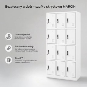 Szafa BHP z 12-skrytkami 90x40x185 cm Marcin, biała