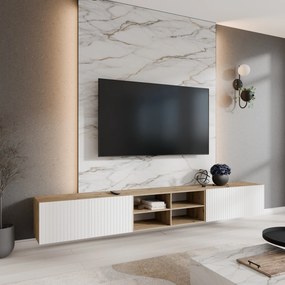 Szafka RTV wisząca LIVO 300 cm do Salonu pod Telewizor - Dąb artisan