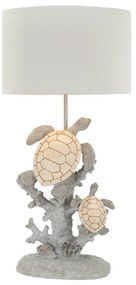 Biało-szara lampa stołowa z tekstylnym kloszem (wysokość 63,5 cm) Turtle – Mauro Ferretti