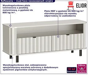 Biały ryflowany stolik rtv na nóżkach C0-A11