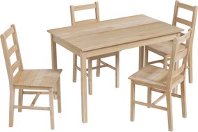 HOMCOM Zestaw jadalniany 5-częściowy stół i krzesła z drewna litego naturalny kolor 118x73x75 cm | Aosom PL