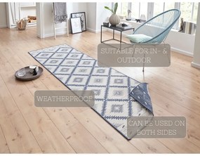 Niebiesko-kremowy chodnik odpowiedni na zewnątrz NORTHRUGS Malibu, 350x80 cm