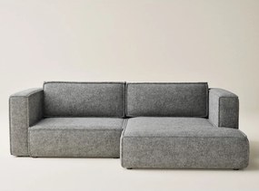 Szary rozkładany/ze schowkiem narożnik z tkaniny szenilowej (prawostronny/z szezlongiem) Velto – Maison de Rêve