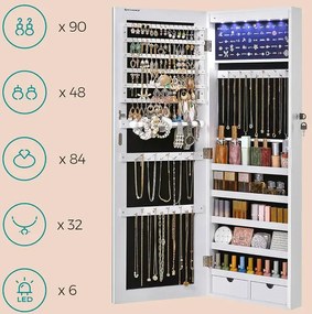 Biała szafka wisząca na biżuterię z lustrem na klucz W1-F86