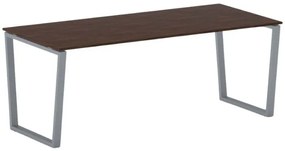 Biurko PRIMO IMPRESS, 200x90 cm, szaro-srebrna podstawa, orzech