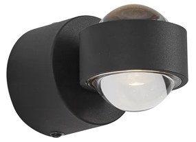 Designerski Kinkiet / Lampa scienna czarny z LED IP44 - LensDesignerski Oswietlenie wewnetrzne