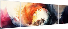 Obraz - W wirze powodzi, akwarela (170x50 cm)