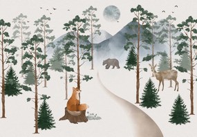 Fototapeta - Akwarelowy las (196x136 cm)