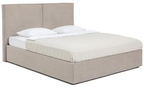Szarobrązowe tapicerowane łóżko dwuosobowe ze schowkiem z materacem i stelażem 160x200 cm Thessa Bold – Bonami Selection