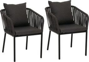 Krzesło ogrodowe MCW-N41 (zestaw 2 sztuk),  antracyt, ciemnoszara poduszka