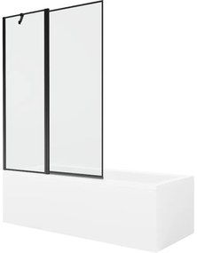 Mexen Cubik wanna prostokątna 160 x 70 cm z obudową i parawanem 1-skrzydłowym 120 cm, czarny wzór - 550316070X9412117070