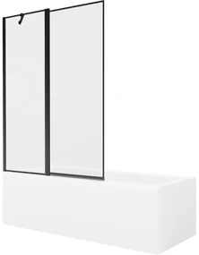 Mexen Cubik wanna prostokątna 160 x 70 cm z obudową i parawanem 1-skrzydłowym 120 cm, czarny wzór - 550316070X9412117070