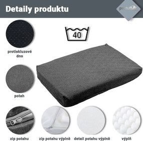 Poduszka dla psa w rozmiarze XL, ciemnoszara, 140 x 100 x 10