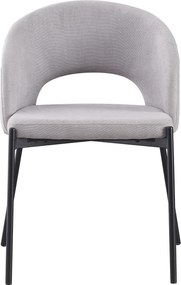 ATENA Krzesło do Jadalni Szare z Oparciem, Czarne Nogi