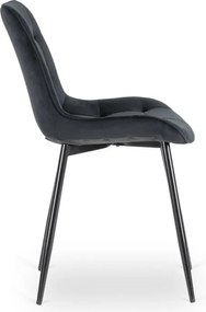 Krzesło Tapicerowane do Jadalni CHRIS Czarne Welurowe Nowoczesne Loft