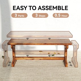 Outsunny 2-osobowa ławka ogrodowa odporna na warunki atmosferyczne ławka z drewna ławka parkowa z podstawą X 240kg nośność 114 x 40 x 46 cm zwęglony | Aosom PL