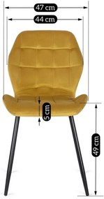 Zestaw Stół Okrągły LINO 100 cm Dąb Rustykalny/Czarny i 4 Krzesła Tapicerowane LUCKY Musztardowe Welurowe Nowoczesne Loft