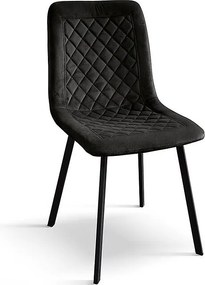 Zestaw 4 krzeseł z czarnego aksamitu i antracytowymi metalowymi nogami - NOHO