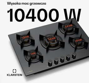 Klarstein Goldflame Nano płyta gazowa, 5 mosiężnych palników, 10,4 kW, LPG/gaz ziemny