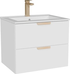 Wisząca szafka łazienkowa z umywalką wpuszczaną w blat i baterią – Biała – Szer60 cm – AVORELI