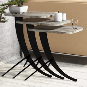 Stolik do odkładania Pion White Marble, 3 szt.
